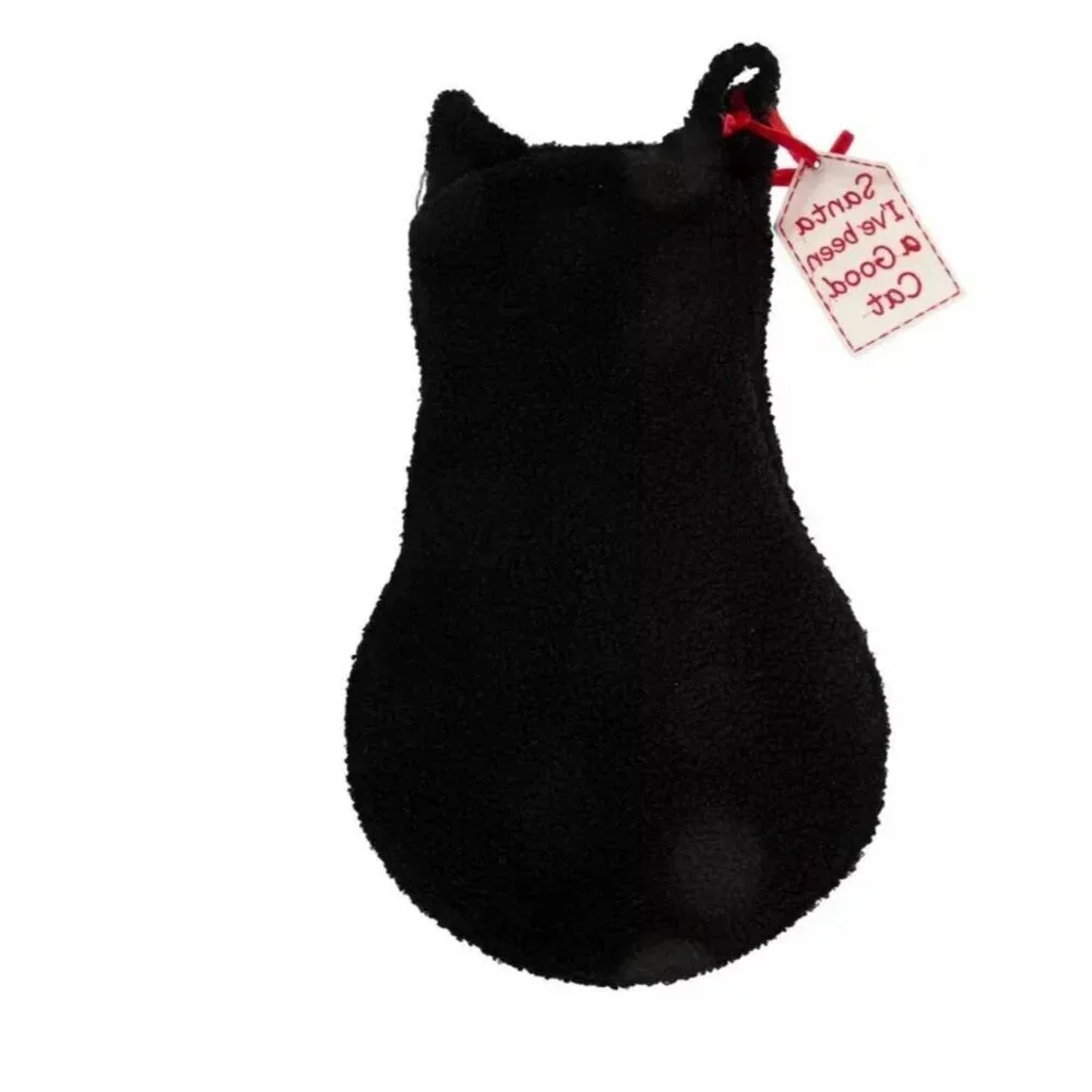 Santa I’ve Been A Good Cat Black Stocking, New With Tags